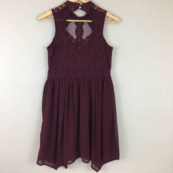 Xhilaration | Burgundy Lace A-Line Dress - Picture 3 of 8